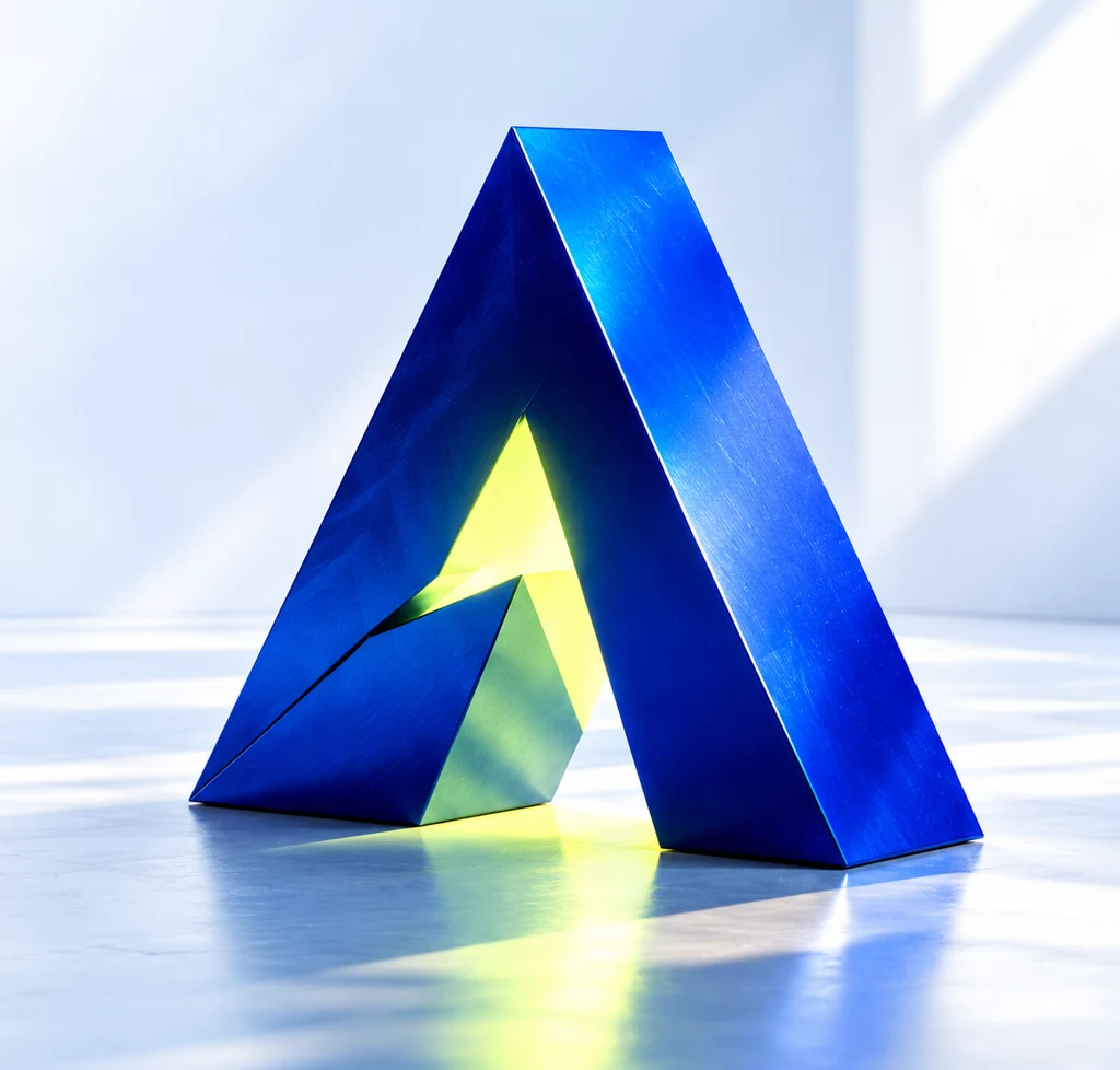 Sculptural cobalt A with a bright citron centre